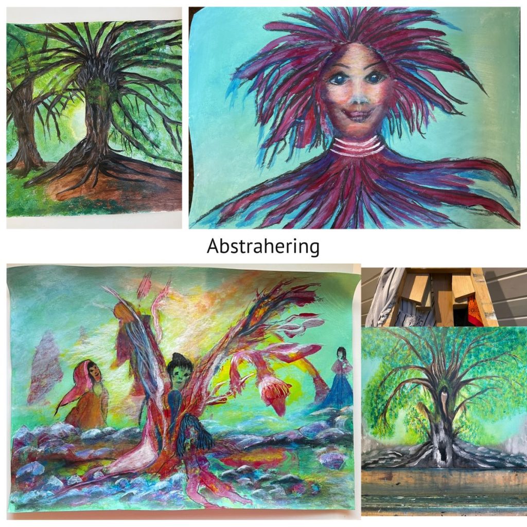 Collage av kunstoppgaver som viser kreativitet og blokkeringer fra realistisk maleriet til abstrakt uttrykk