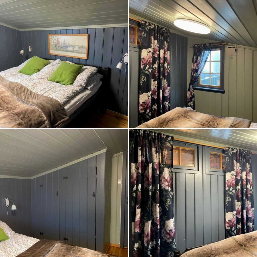 Ferdig oppusset soverom på hytta med feng shui og gjenbruk